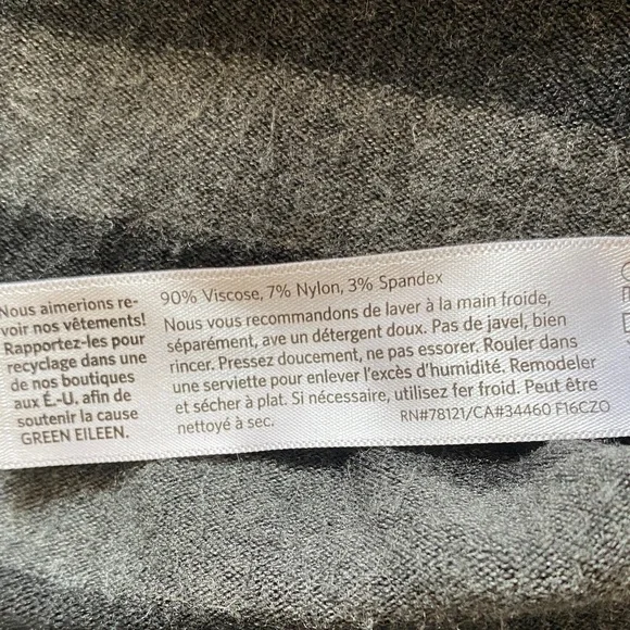 Eileen Fisher Striped Black and Gray Long Sleeve Pockets Women's Tunic Dress L - Picture 6 of 9